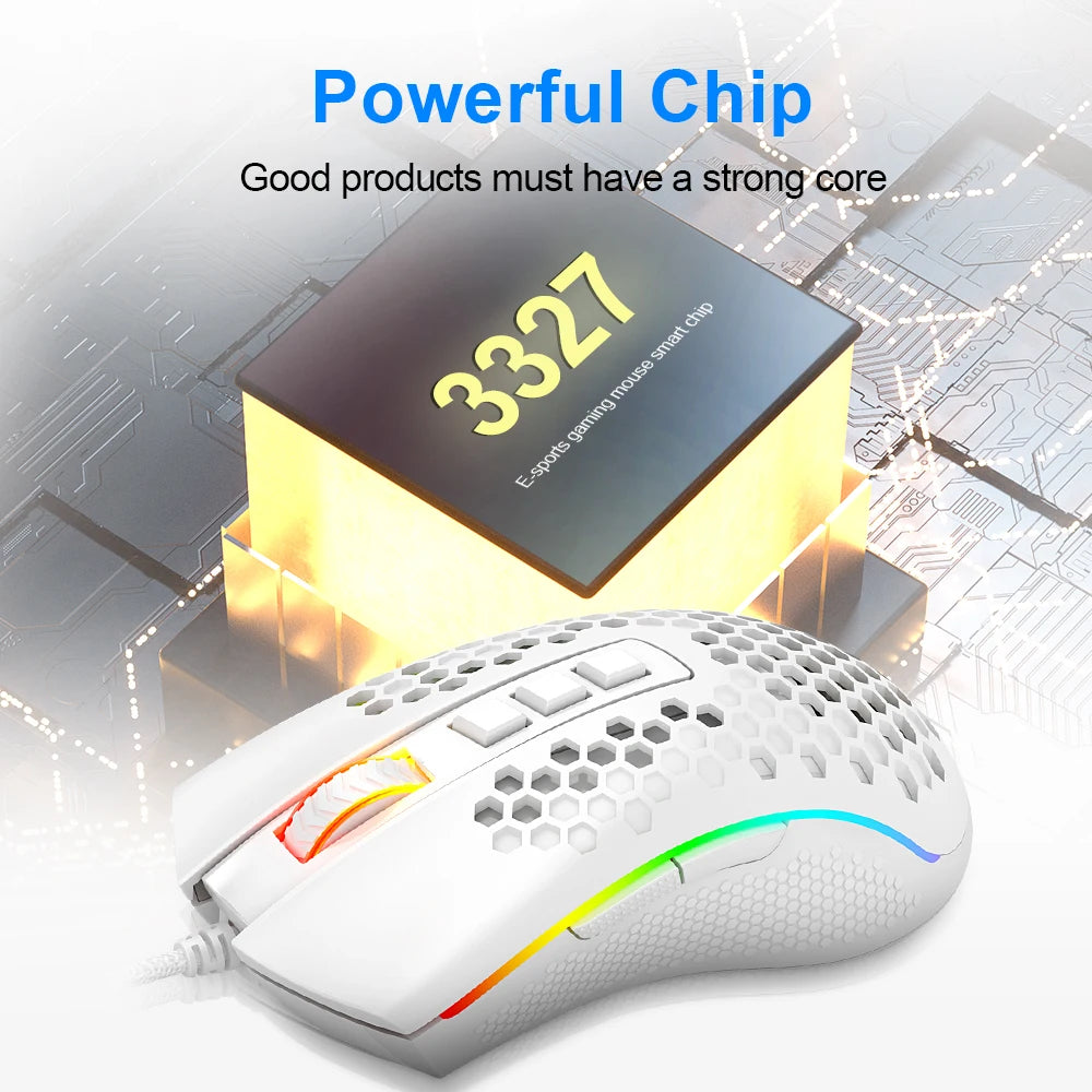 REDRAGON Storm M808 USB wired RGB Gaming Ultralight Honeycomb Mouse 12400 DPI programmable game mice for Computer PC Laptop