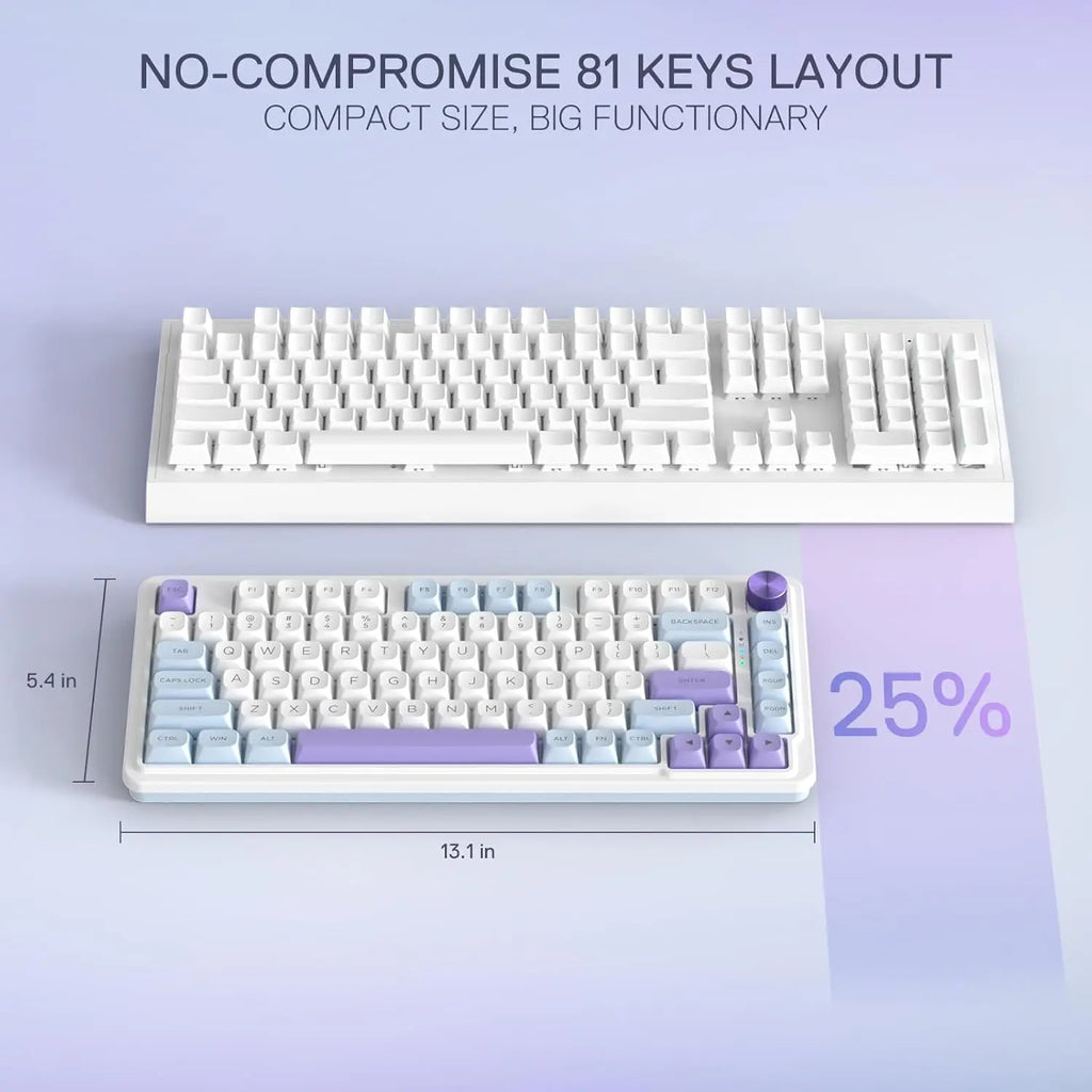 Redragon K673 MAX 75% Wireless Gasket RGB 81 Keys PBT Mechanical  Hot-Swap Gaming Keyboard, Custom Linear Switch