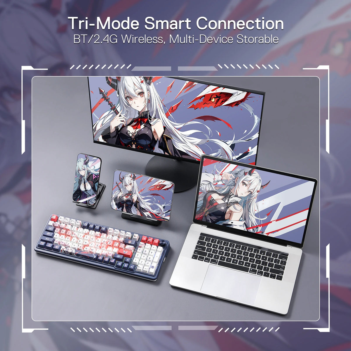 Redragon K686 PRO SE 98 Keys Wireless Gasket RGB Gaming Keyboard, 3-Mode Anime Mechanical Keyboard w/Hot-Swap Socket