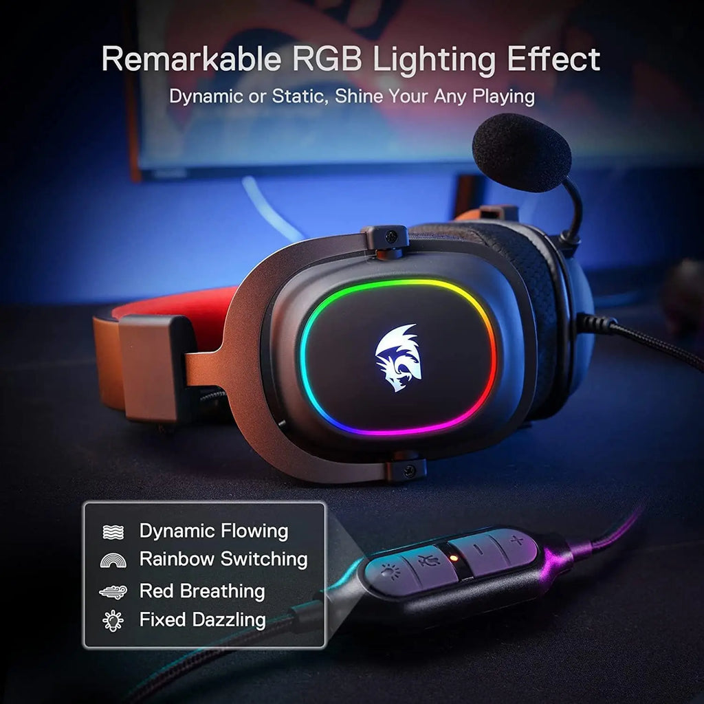 Redragon H510 Zeus-X RGB Wired Gaming Headset 7.1 Surround Sound Headphones Noise Cancelling Mic Multi Platform