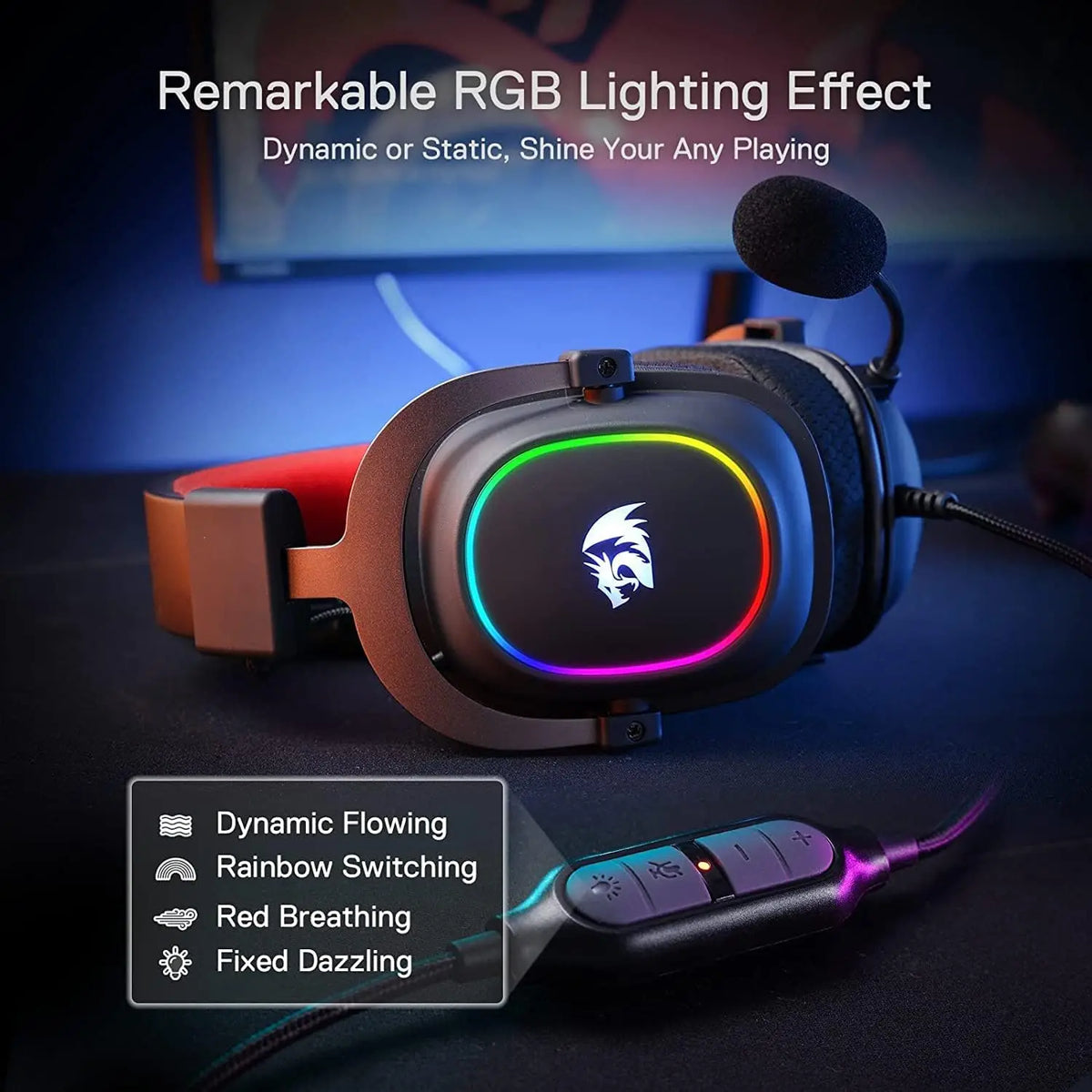 Redragon H510 Zeus-X RGB Wired Gaming Headset 7.1 Surround Sound Headphones Noise Cancelling Mic Multi Platform