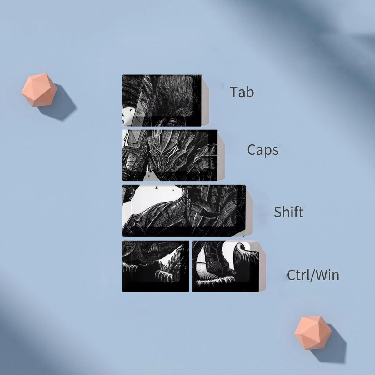 5 Key/set Keycap Berserk keycaps Original height PBT material Mechanical keyboard accessories