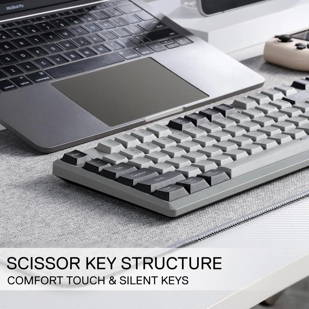 Redragon BK7114 Low-Profile 2.4G BT Wireless Computer 98 Keys Slim Office PC Scissors Mechanism Tactile Quiet Keystroke Keyboard