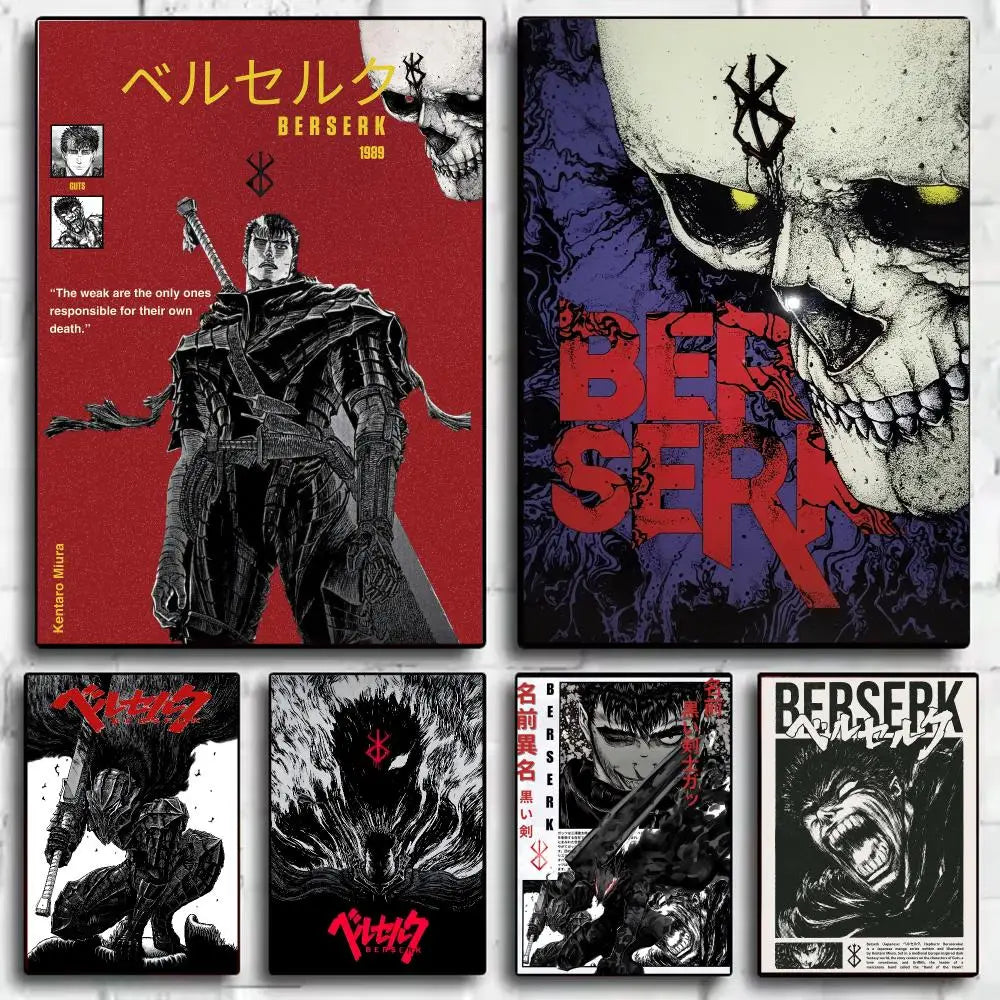 Classic Anime B-Berserk Poster Wall Art Print Poster for Bedroom Living Room Decoration Home Decor Gift Room Artwork