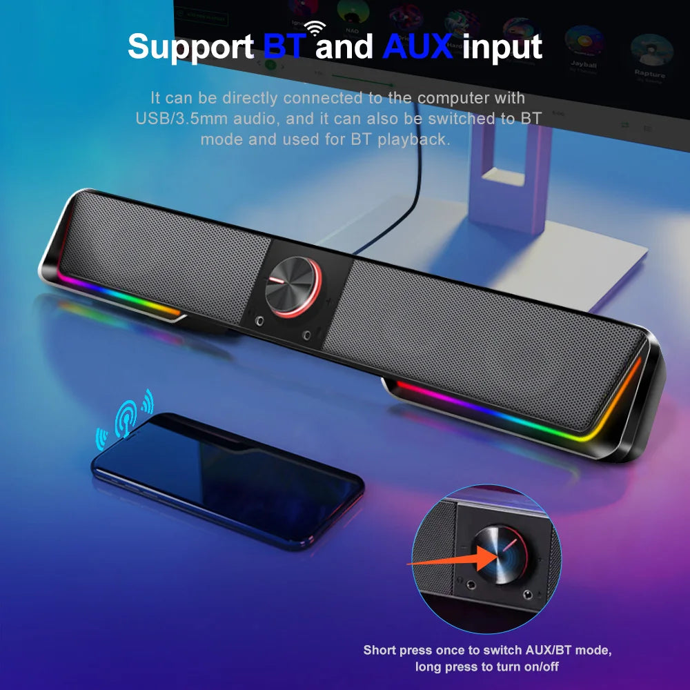 REDRAGON GS570 Darknets Bluetooth Wireless aux 3.5 surround RGB speakers column sound bar for computer PC Laptop loudspeakers