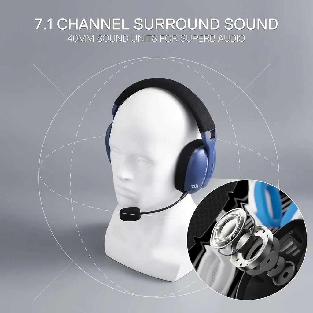 Redragon H878 Wireless Gaming Headset 2.4GHz Bluetooth Wired Headphones with Microphone for PC PS5