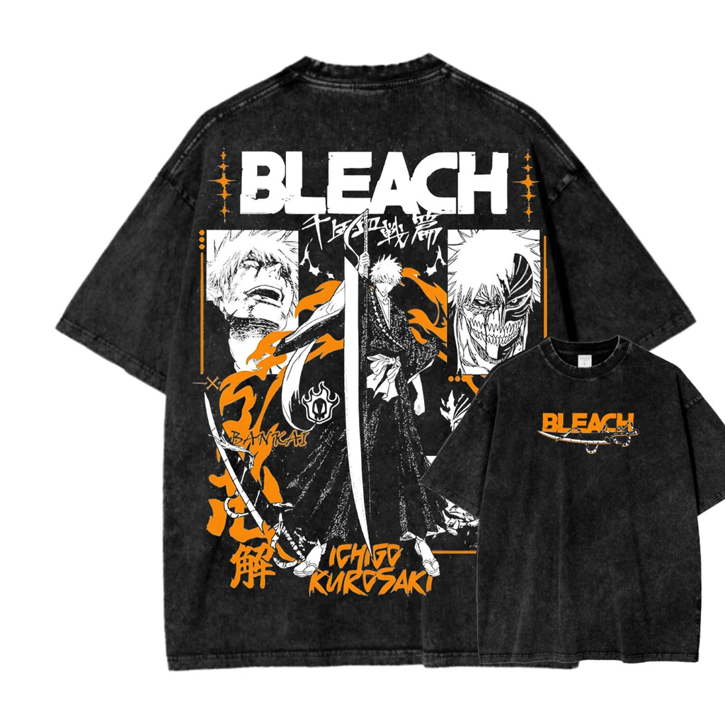 Bleach hot product New Model Washed T-shirt personality Clothes Retro Fashion Streetwear Trendy Couples Classic high quality tee