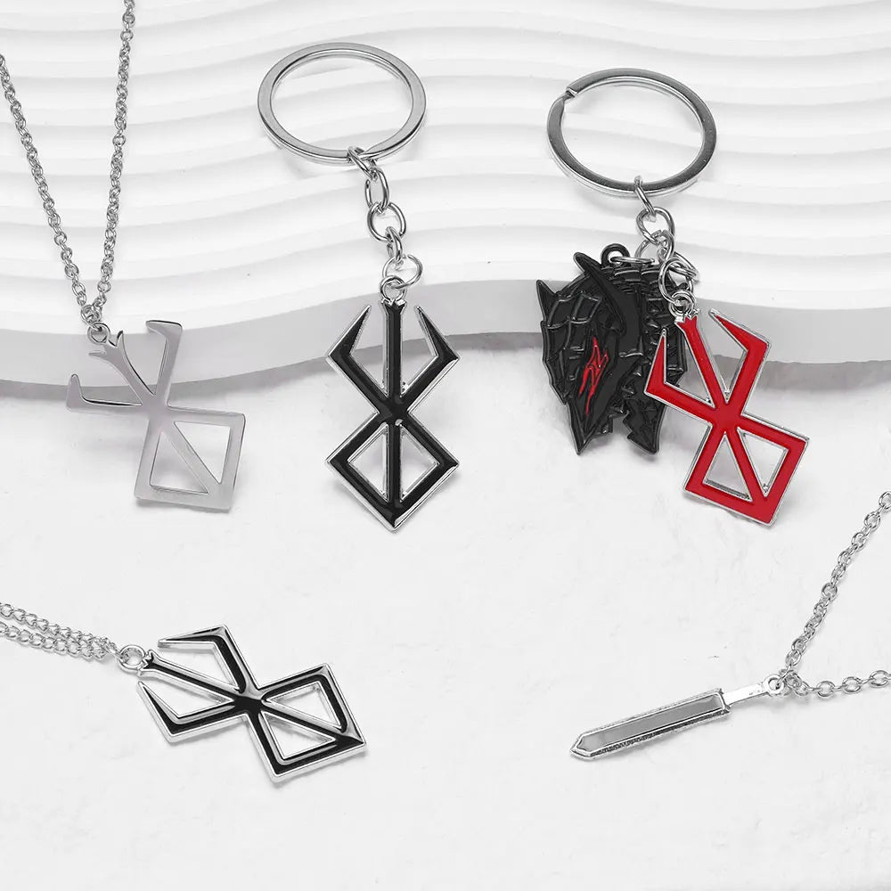 Game Berserk Behelit Badge Black Logo Sign Brand Of Sacrifice Sword Alloy Keychain Pendant Jewelry Cosplay Props Accessories