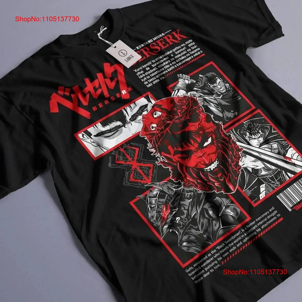 Berserk Guts T Shirt Skull Knight 90s Gatsu Anime GifT All Sizes vintage Washed Stretched Soft streetwear homme