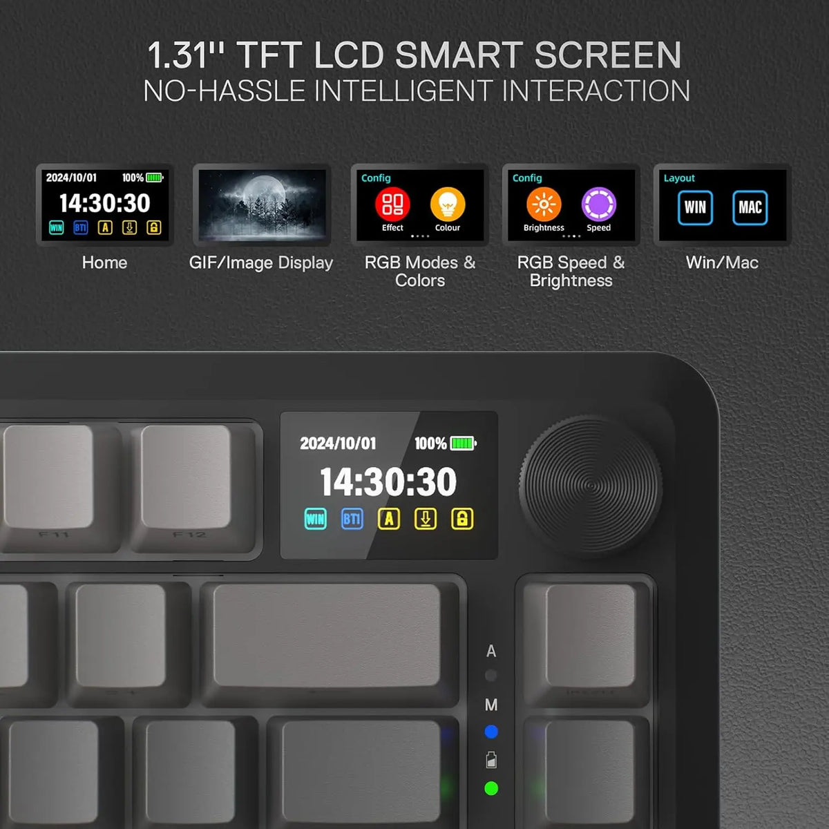 Redragon K724 PRO Wireless Gasket Gaming Hot-Swap South-Facing RGB Socket, Gradient PBT Keycaps Keyboard