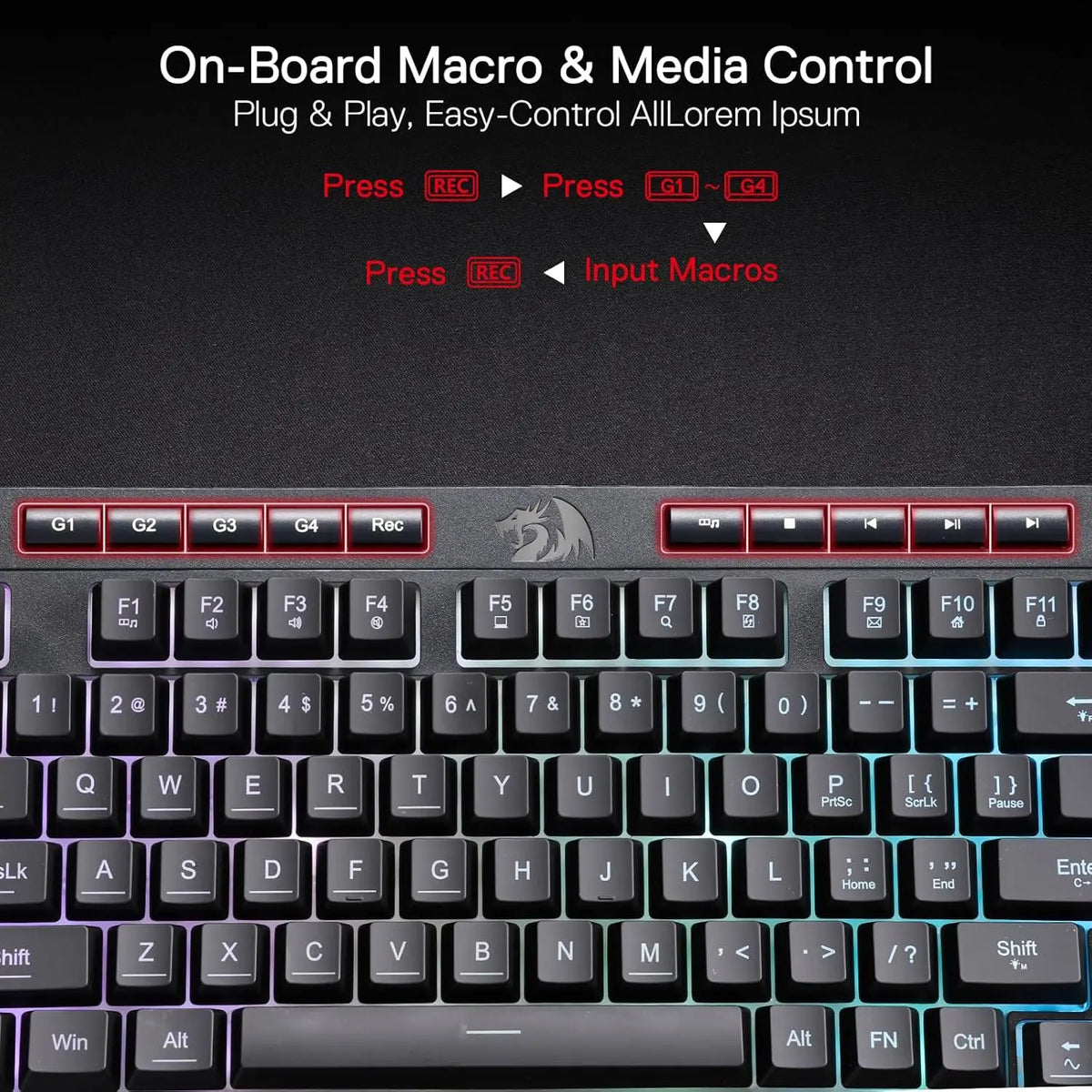 Redragon K515 Shiva Wired RGB Membrane Gaming Keyboard, 98 Keys Mechanical-Feel Keyboard w/Smooth Linear Switch