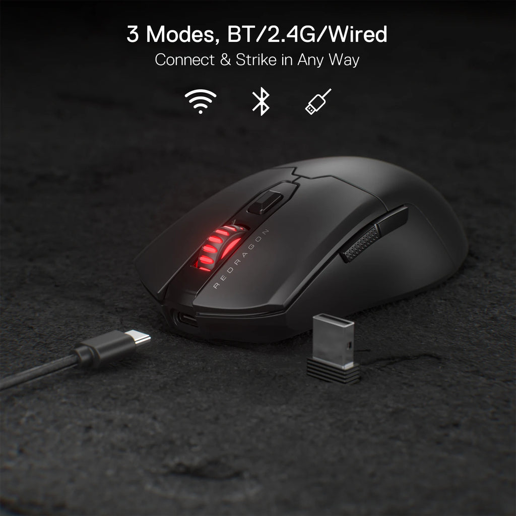 Redragon M995 Pro Wireless Gaming Mouse, 26000 DPI Wired/Wireless Gamer Mouse, BT & 2.4G Wireless