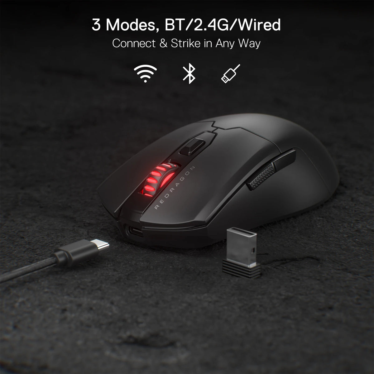 Redragon M995 Pro Wireless Gaming Mouse, 26000 DPI Wired/Wireless Gamer Mouse, BT & 2.4G Wireless