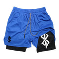 Berserk Men's Sports Shorts 2 in 1, Quick-drying Running Shorts, Gym and Fitness Training Double-layer Shorts for Men