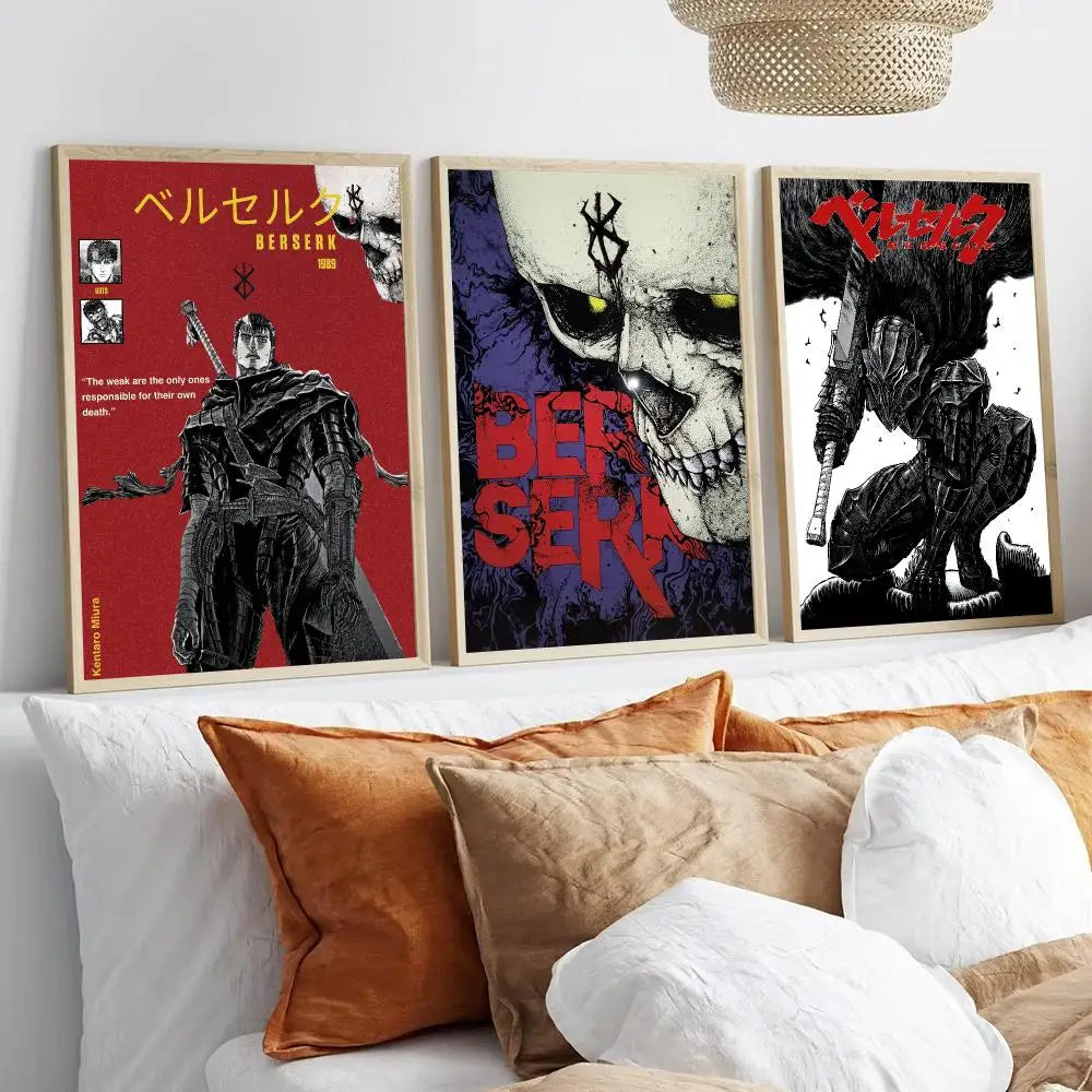 Classic Anime B-Berserk Poster Wall Art Print Poster for Bedroom Living Room Decoration Home Decor Gift Room Artwork
