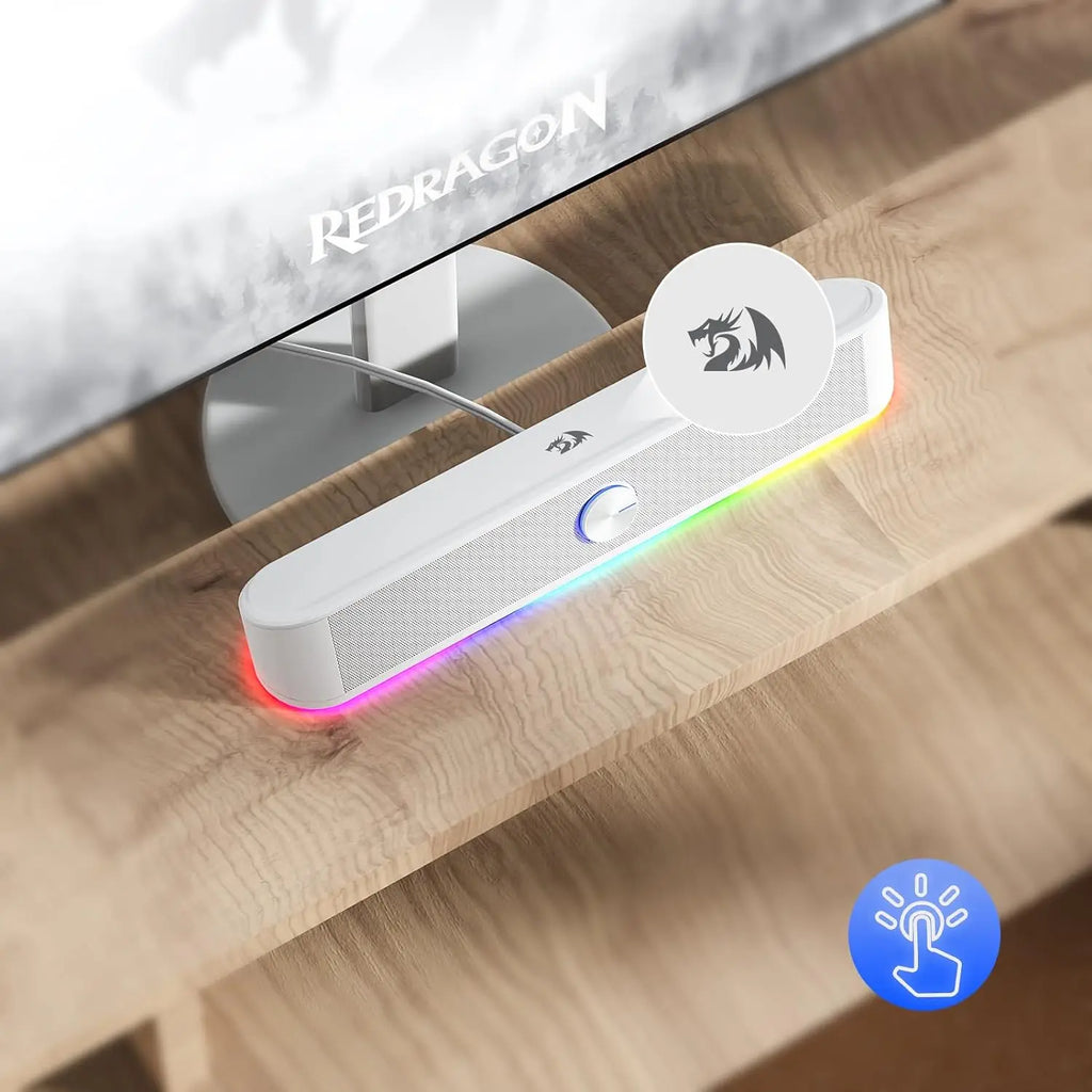 Redragon GS560 RGB Desktop Soundbar 2.0 Channel Computer Speakers Dynamic RGB Lighting USB Powered