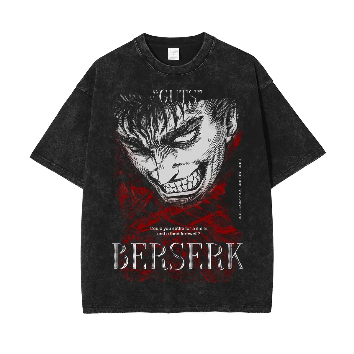 Berserk Animation Derivatives Guts Printing Retro Washed Short-sleeved T-shirt Men's and Women's 2025 Summer Fashion Clothing