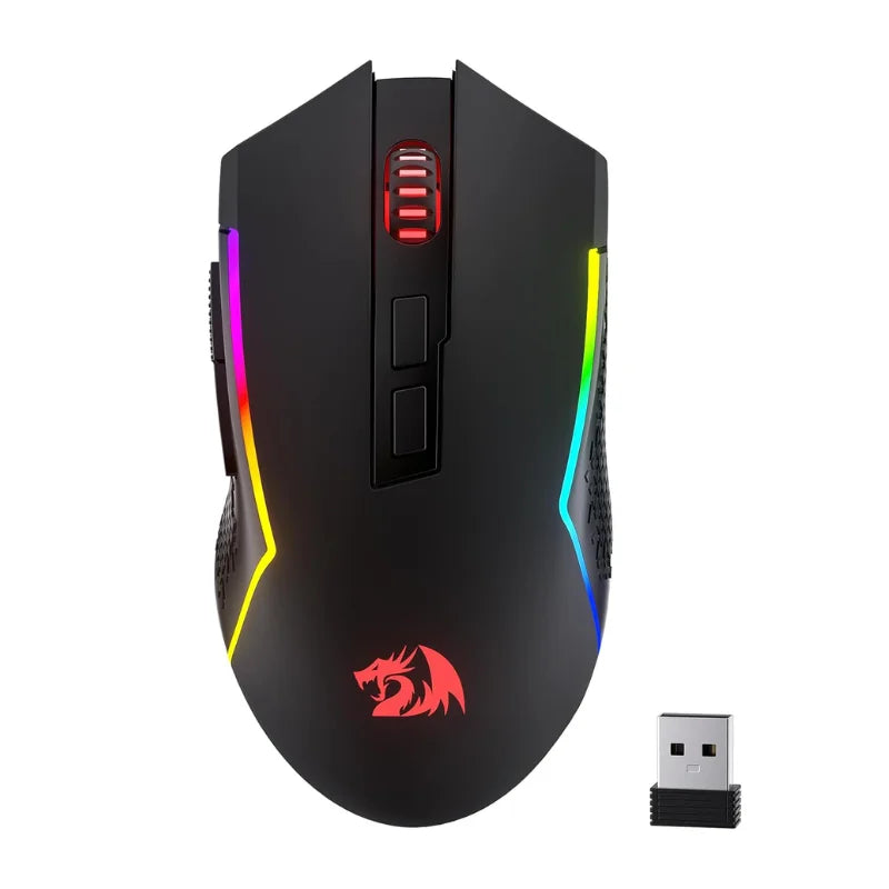 Redragon M693 LIT Wireless Gaming Mouse, 12800 DPI Mice w/ 3-Mode Connection, BT & 2.4G Wireless, 7 Macro Buttons