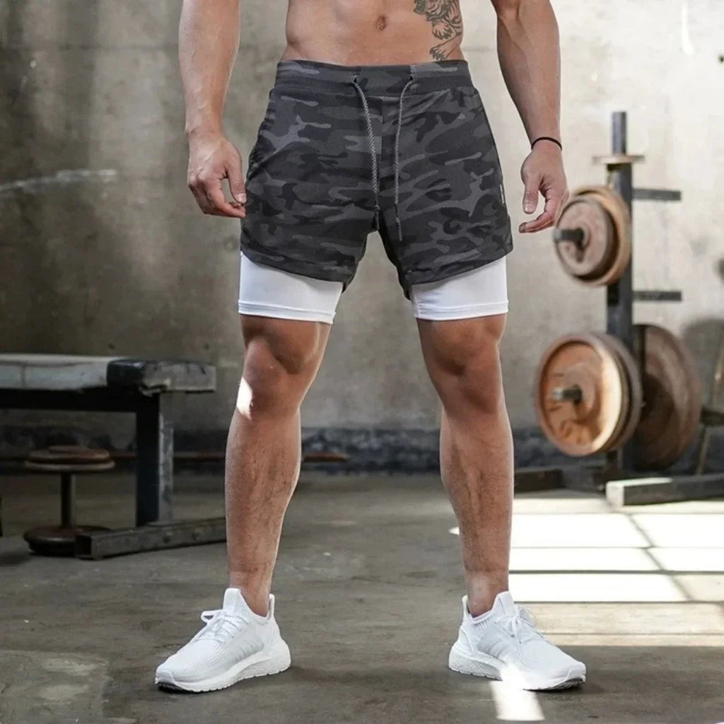 Mens Sports Shorts Anime Berserk Guts Quick Drying Breathable 2 in1 Double Layer Shorts Running Sports Fitness gym Shorts