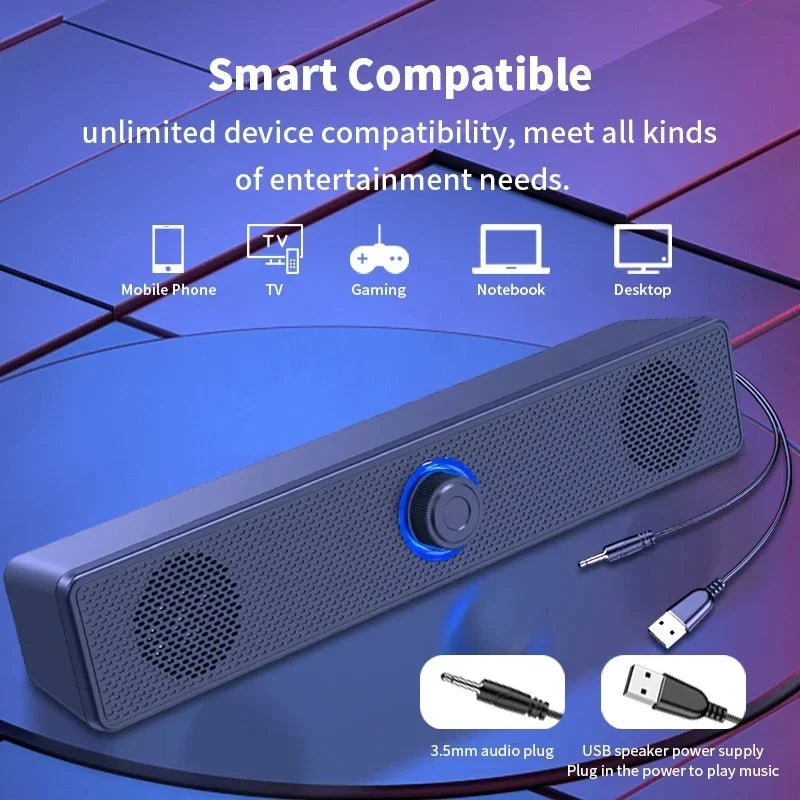 Soundbar Computer PC TV Laptop Desktop Wired Wireless Bluetooth Speaker Sound Box Bar Music Portable Caixa De Som Audio System