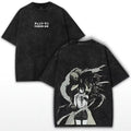Manga Reze Graphic Printed T-shirt Chainsaw Man Anime Cool Washed Oversized T Shirt Men Women Clothing Cotton Short Sleeve Tees