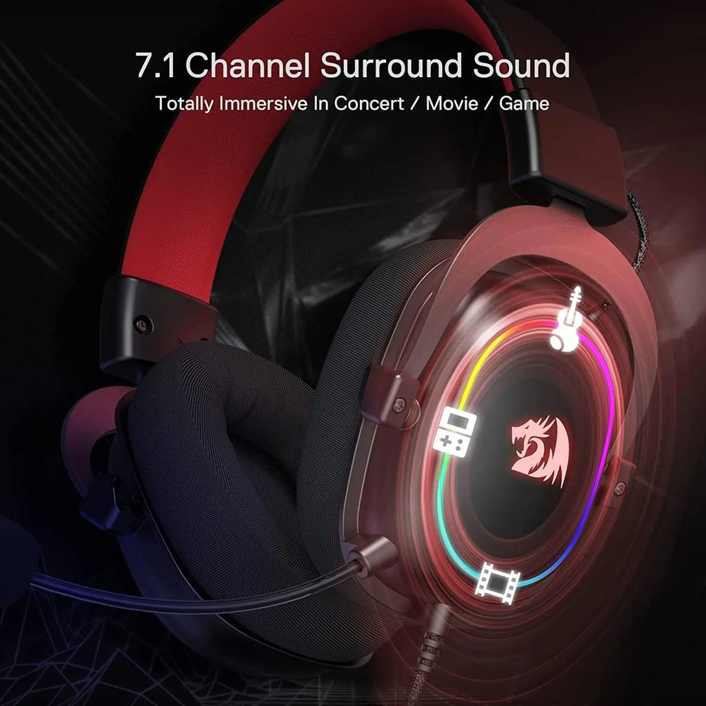 Redragon H510 Zeus-X RGB Wired Gaming Headset 7.1 Surround Sound Headphones Noise Cancelling Mic Multi Platform
