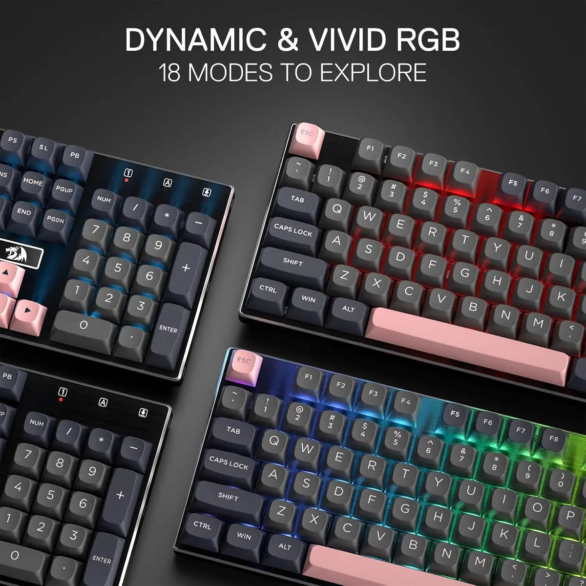Redragon 556 SE Wired Gaming 104 Keys Hot-Swap Mechanical Keyboard Noise Dampening Kit, Upgraded Socket