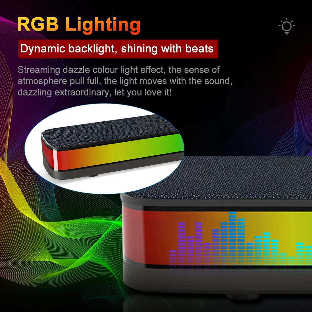 REDRAGON NEO GS515 USB RGB Desktop Soundbar 2.0 Channel Stereo Computer Speakers Support Bluetooth Wireless for PC loudspeakers