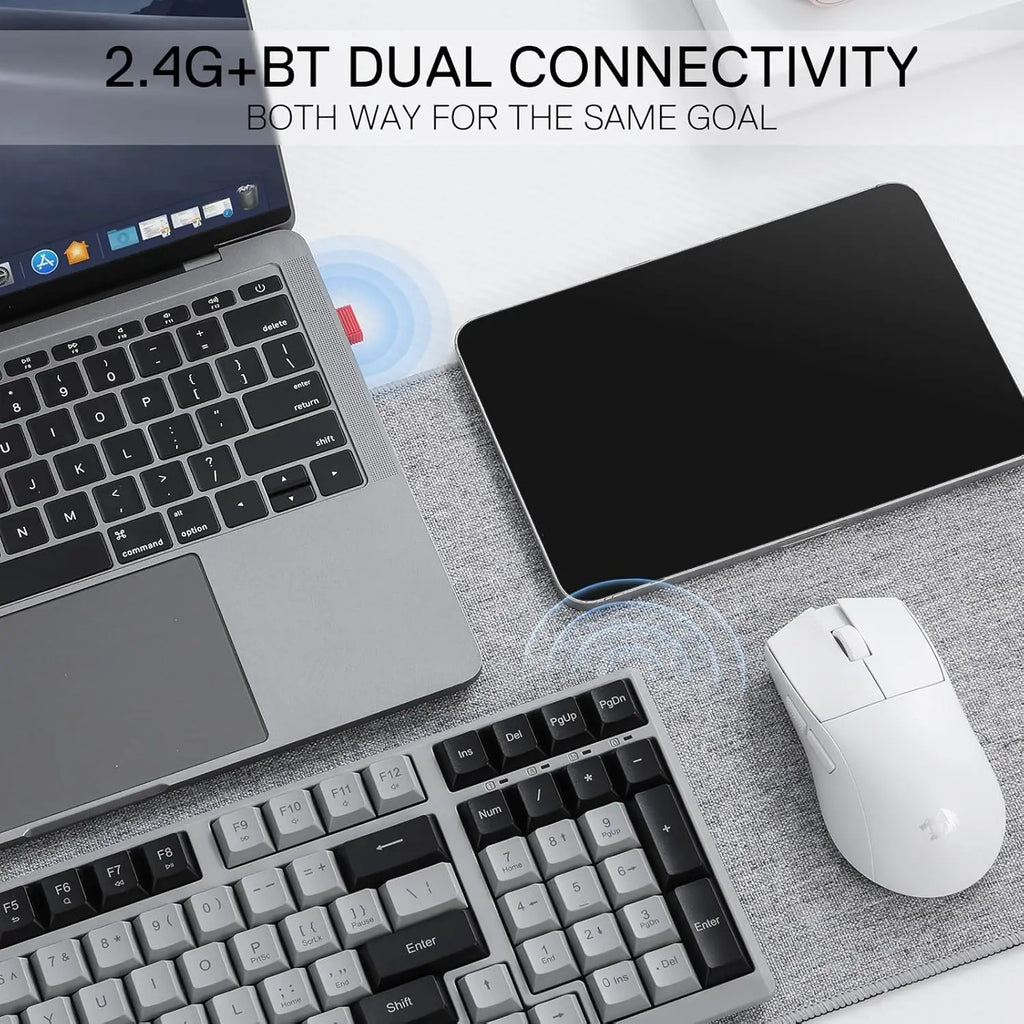 Redragon BK7114 Low-Profile 2.4G BT Wireless Computer 98 Keys Slim Office PC Scissors Mechanism Tactile Quiet Keystroke Keyboard