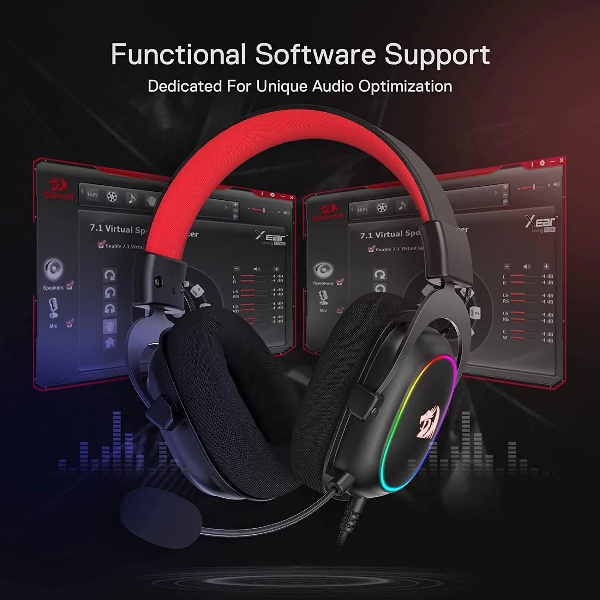Redragon H510 Zeus-X RGB Wired Gaming Headset 7.1 Surround Sound Headphones Noise Cancelling Mic Multi Platform