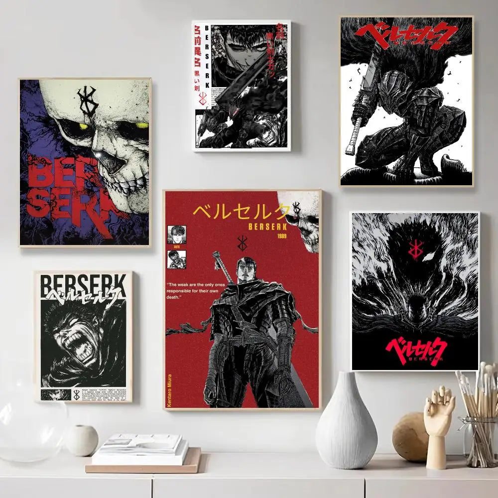 Classic Anime B-Berserk Poster Wall Art Print Poster for Bedroom Living Room Decoration Home Decor Gift Room Artwork