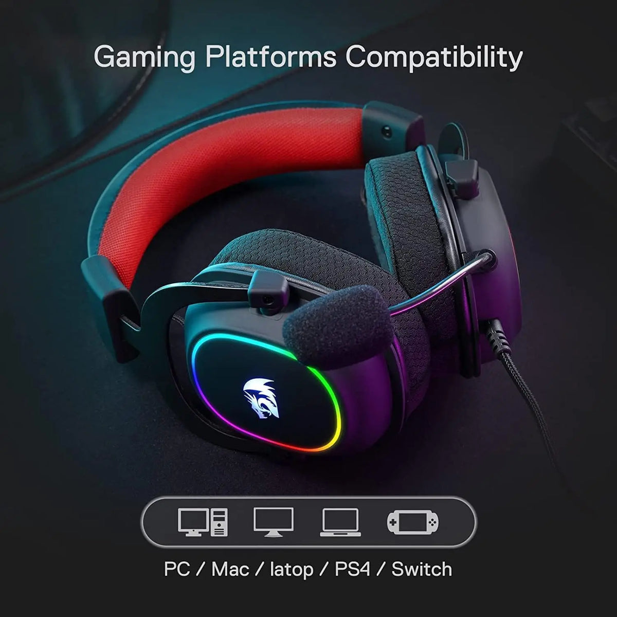 Redragon H510 Zeus-X RGB Wired Gaming Headset 7.1 Surround Sound Headphones Noise Cancelling Mic Multi Platform
