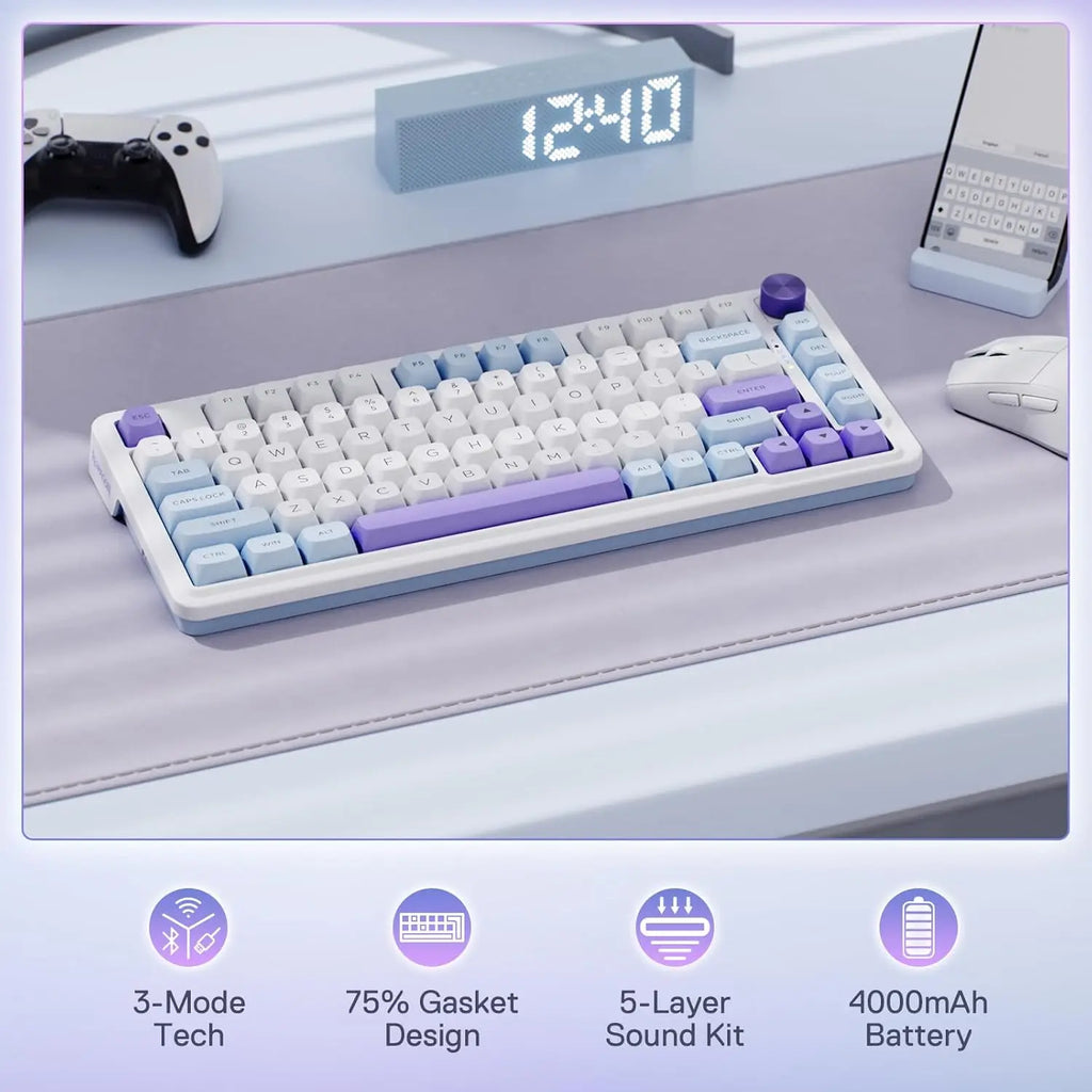 Redragon K673 MAX 75% Wireless Gasket RGB 81 Keys PBT Mechanical  Hot-Swap Gaming Keyboard, Custom Linear Switch