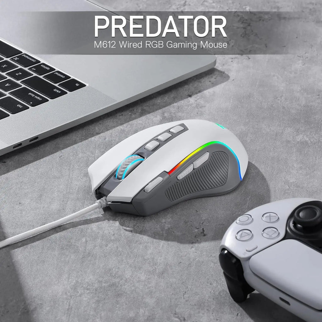 Redragon M612 RGB Gaming 8000 DPI Wired Optical Gamer Mouse 9 Programmable Buttons & 5 Backlit Modes